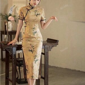Elegant Floral Chinese Dress